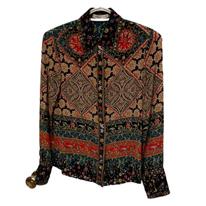 Alice + Olivia Silk Willa Reno Tile Print Blouse Size XS